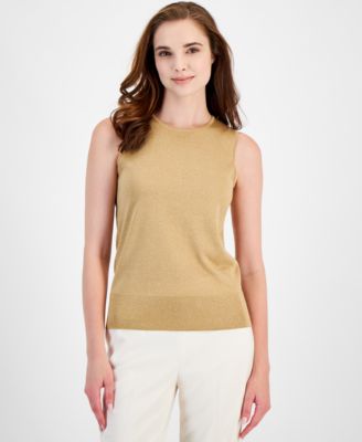 Anne Klein - Women's Crewneck Sleeveless Shimmer Top