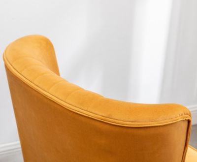 Contemporary Velvet Upholstered Accent Chair, Gold