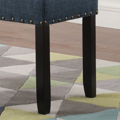 Fabric Dining Bench with Nailhead Trim, Blue