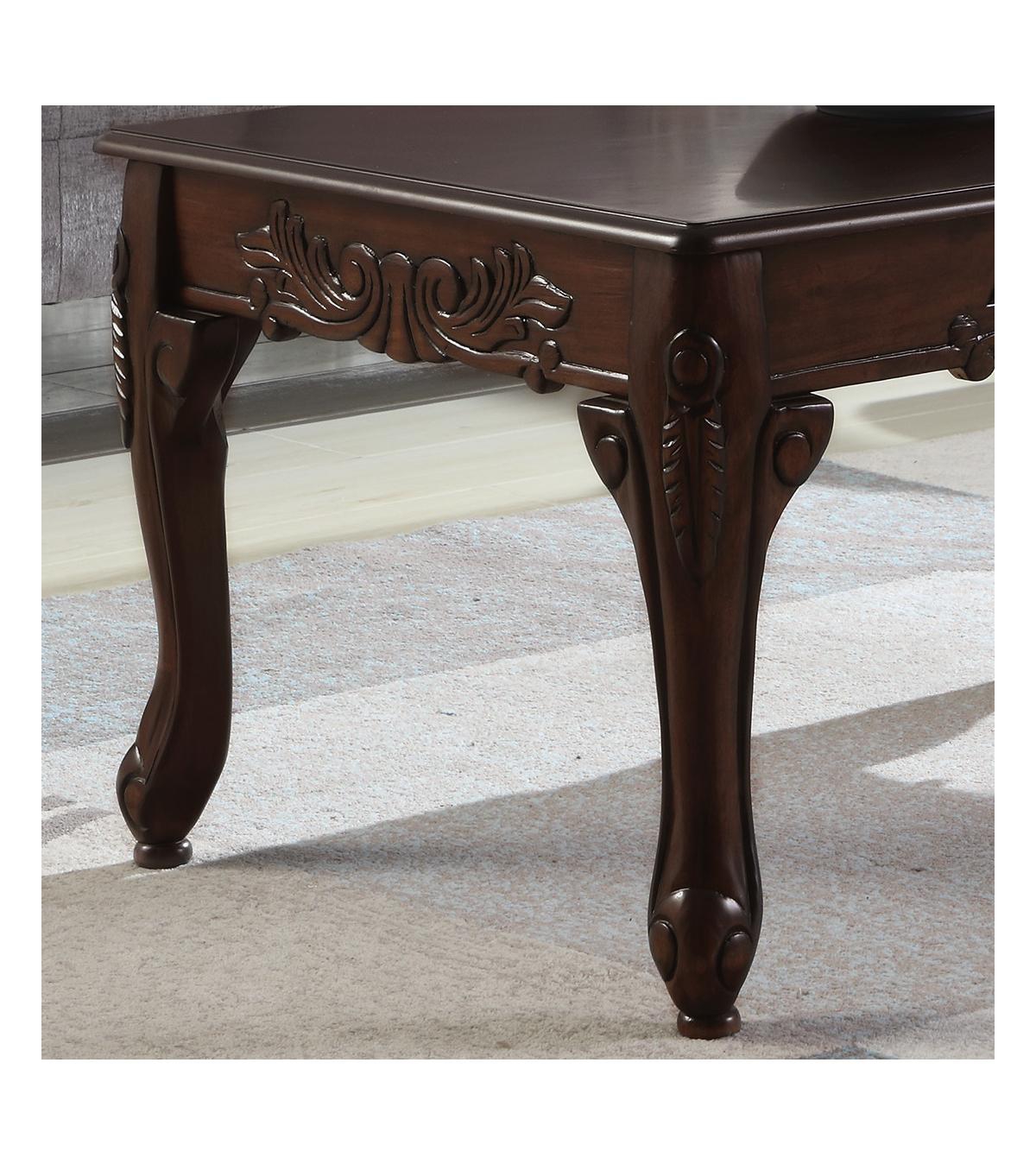 Streamdale Furniture Ornate Detailing Dark Cherry Finish Wood Coffee Table