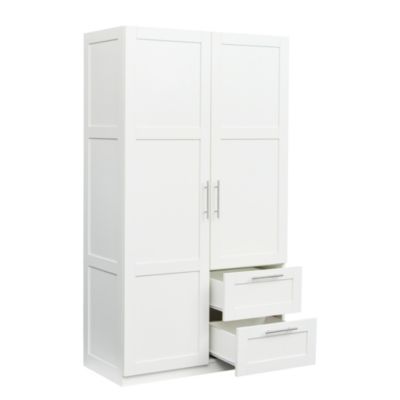 2-Door, 2-Drawer Wardrobe with 5 Storage Spaces, White