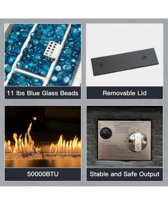 Smokeless Fire Pit Table for Outdoor Patio with Glass Wind Guard