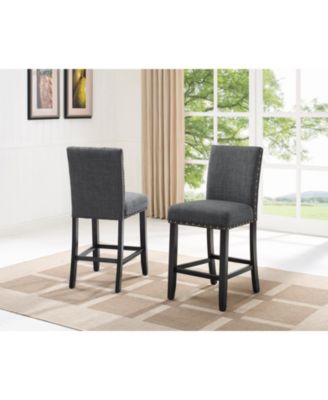 Fabric Counter Height Stools with Nailhead Trim, Set of 2