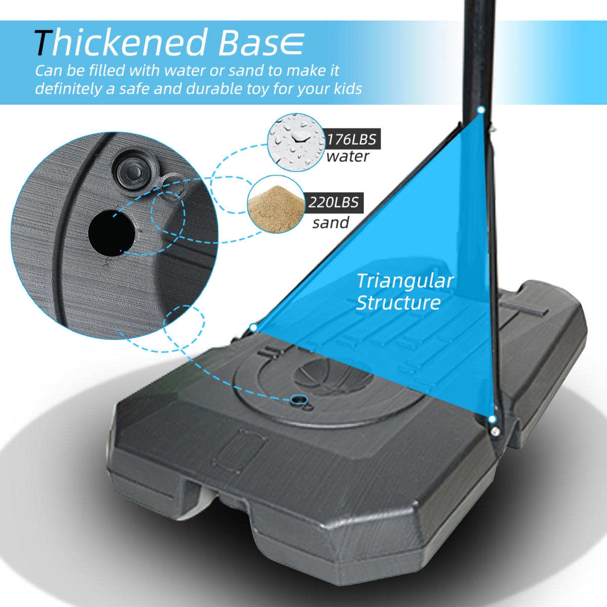 Streamdale Furniture Adjustable Portable Basketball Hoop System - 6.6FT to 10FT