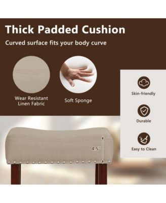 2 Set of 29 Inch Height Upholstered Bar Stool with Solid Rubber Wood Legs and Footrest