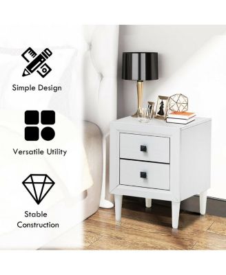 2 Pieces Multipurpose Retro Nightstand Set with 2 Drawers