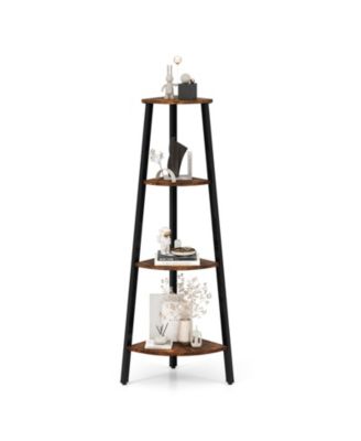 4-Tier Industrial Corner Ladder Shelf Display Rack for Home Office