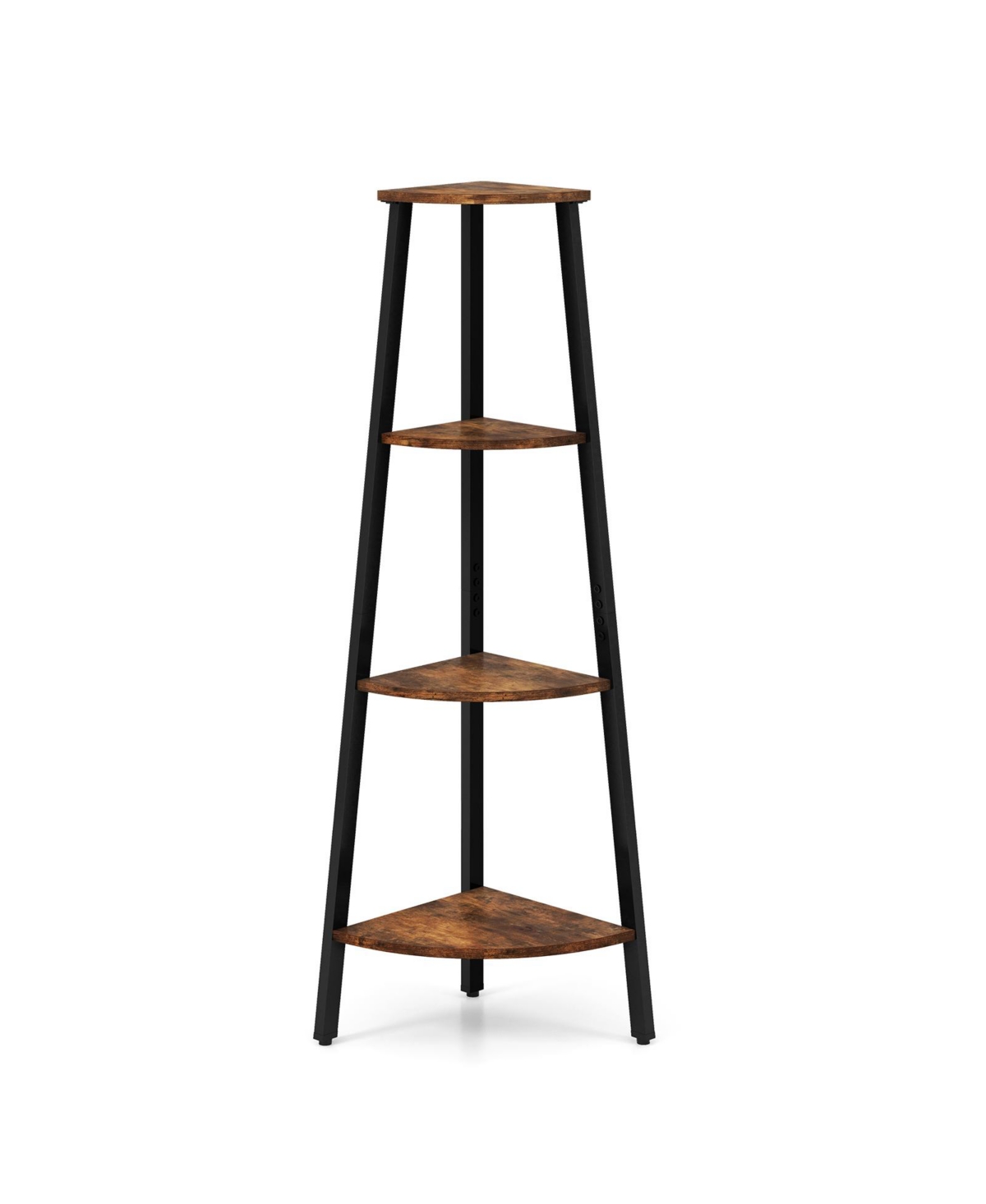 4-Tier Industrial Corner Ladder Shelf Display Rack for Home Office - Brown