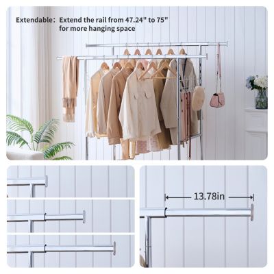 5-Minute Assembly, Adjustable, Heavy-Duty Clothing Rack with Casters