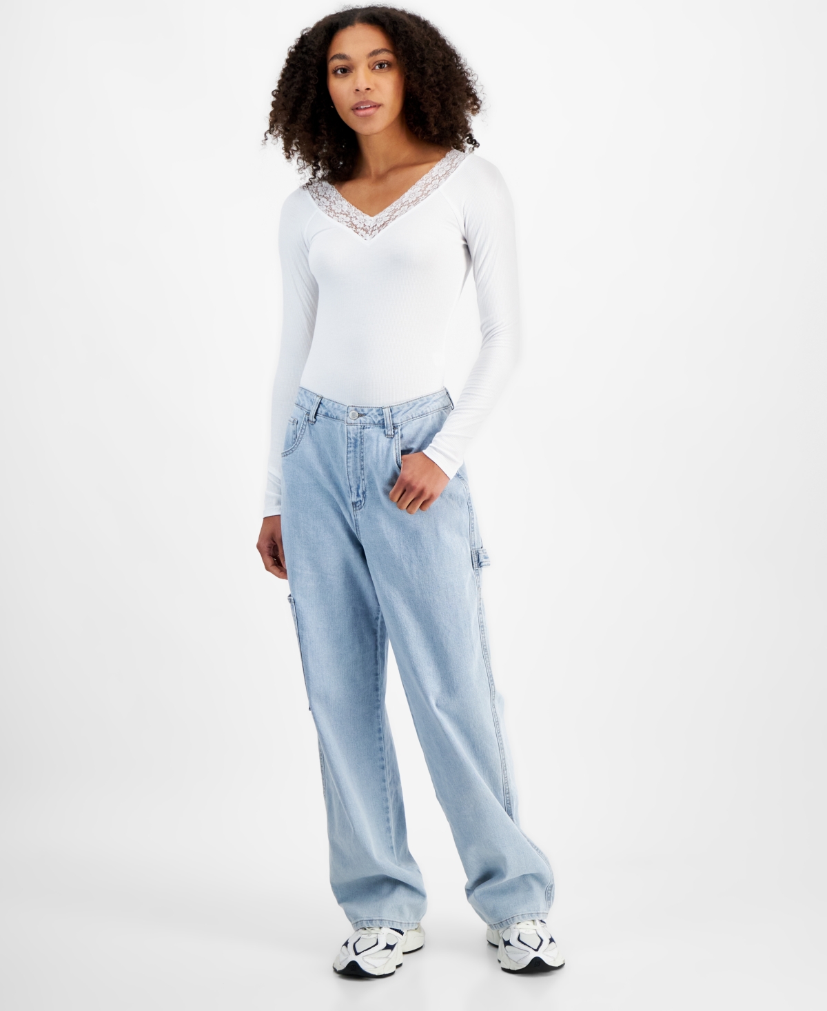 Vanilla Star Juniors' High-Rise Wide-Leg Carpenter Jeans