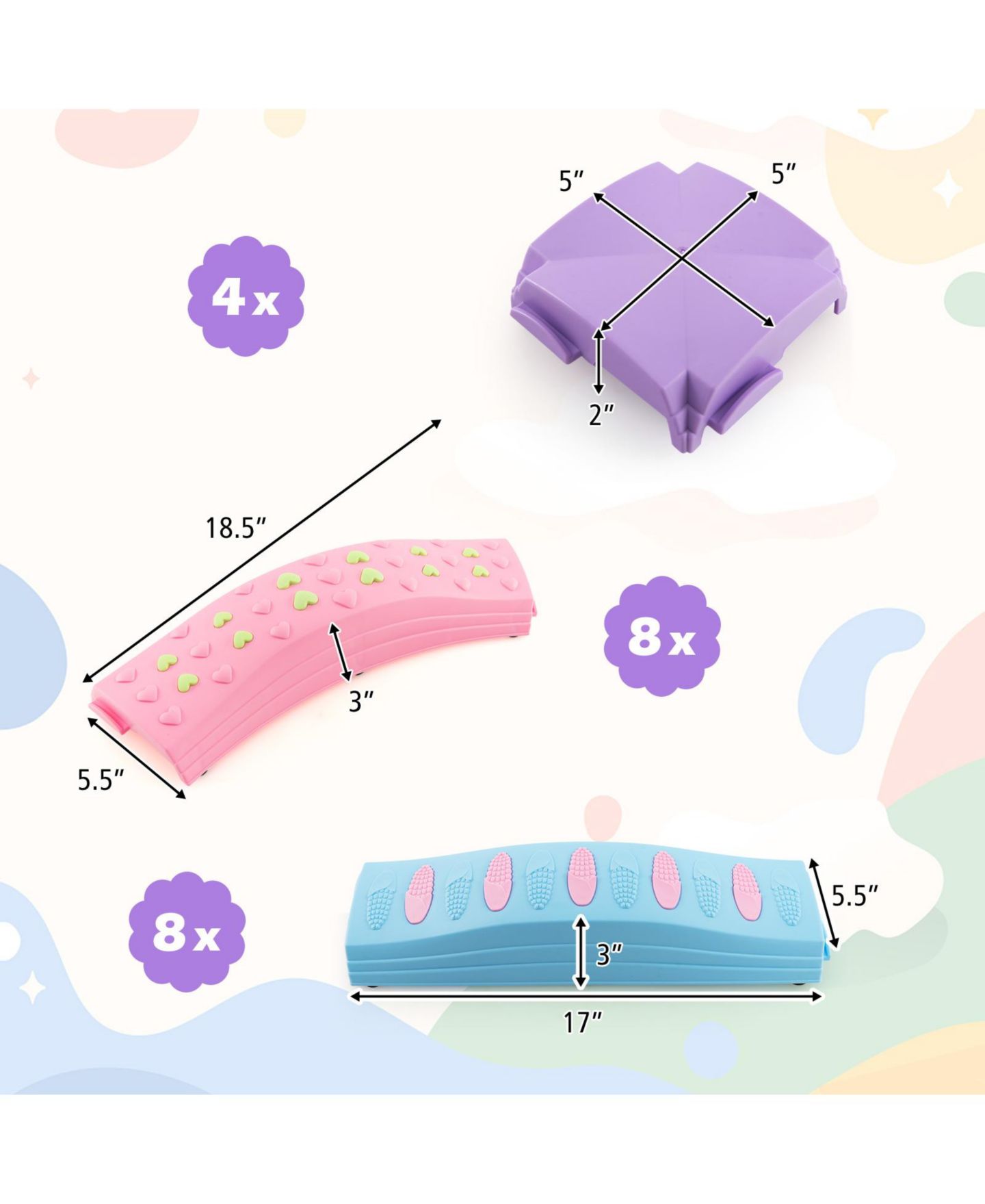 Детские игрушки GIVIMO Non-Slip Textured Stackable Balance Beam, 20-Piece Set, Ages 3+ — фото 3