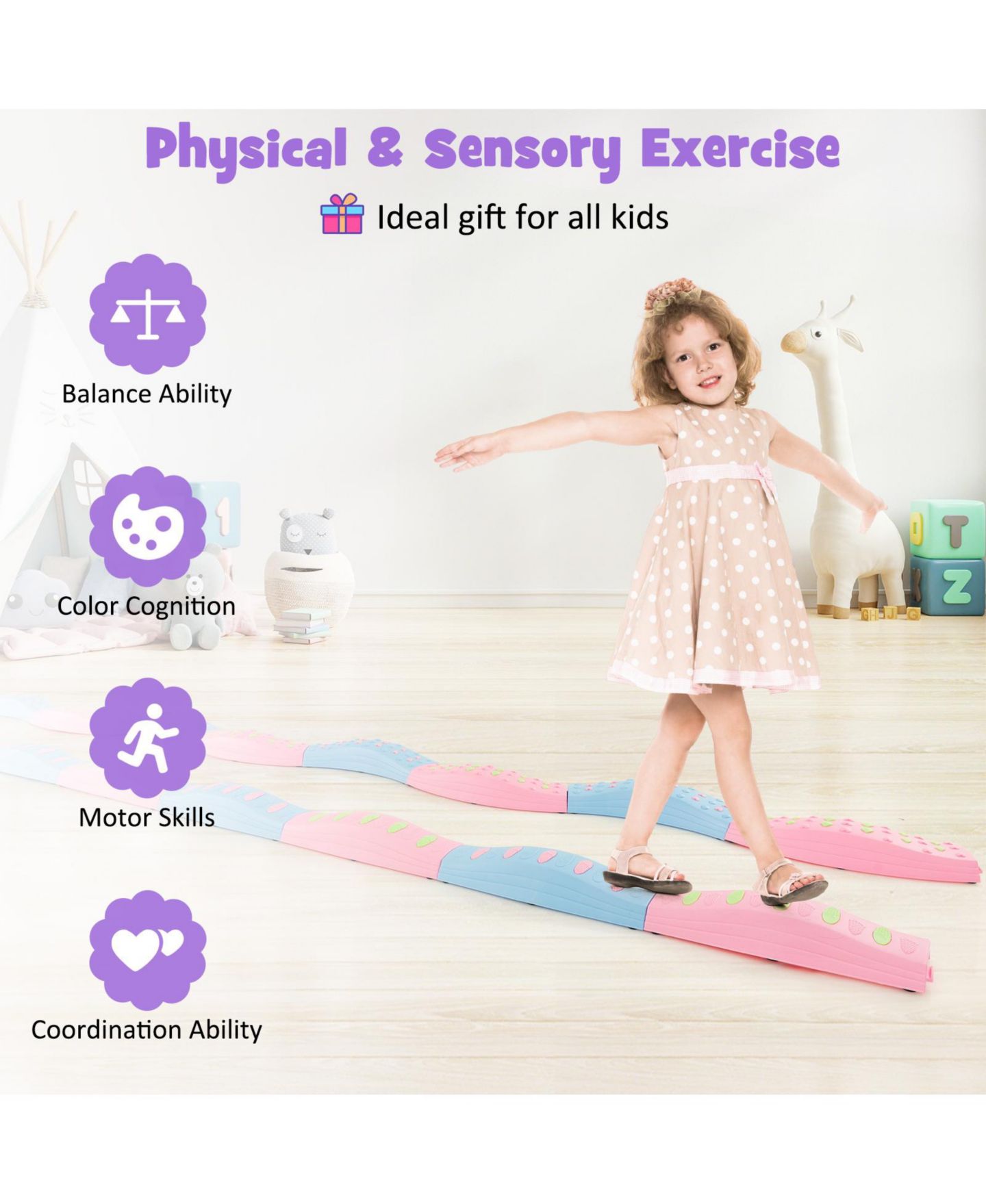 Детские игрушки GIVIMO Non-Slip Textured Stackable Balance Beam, 20-Piece Set, Ages 3+ — фото 4