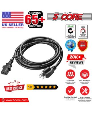 6 Feet 2 Pieces 3 Prong Replacement AC Wall Power Cord for LCD Computer Monitor Premium Quality Copper Wire PC 1001 2 Pcs