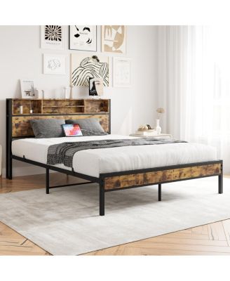 Streamdale Queen Bed Frame with Storage Headboard and Charging Station