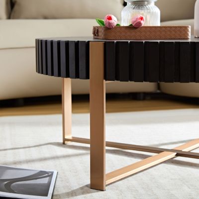 Modern Coffee Table with Stainless Steel & Ash Grain