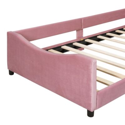 Streamdale Twin Size Upholstered Daybed With Rabbit Ear Shaped Headboard, Pink