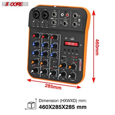 Audio Interface Mixer 4 Channel PC XLR Bluetooth USB DJ Music Podcast Karaoke Sound Board