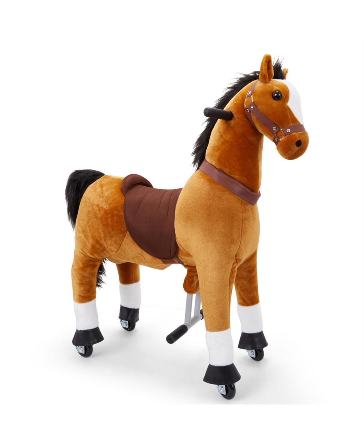 Jumbl Lil Ride on Horse, Kids Ride on Toy w/Realistic Sounds & Wheels - Brown
