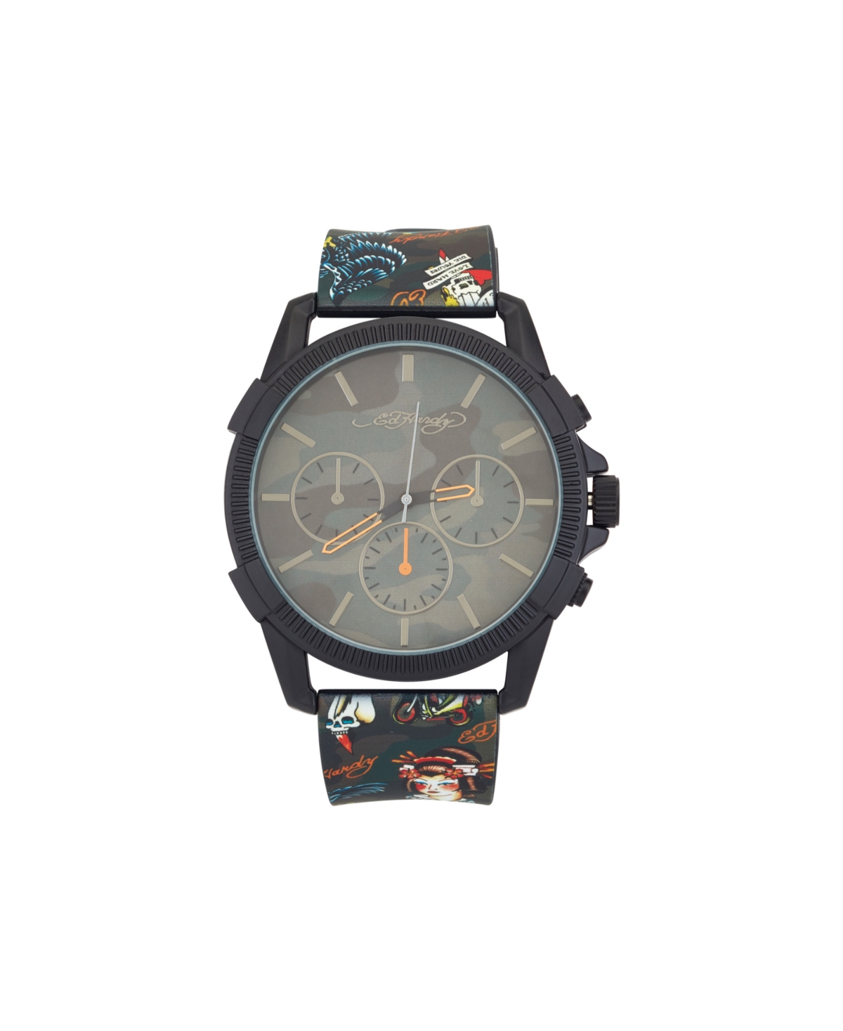 Men's Matte Black Silicone Strap Analog Watch 48mm - Black