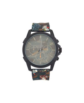 Ed Hardy Men's Matte Black Silicone Strap Analog Watch 48mm - Macy's