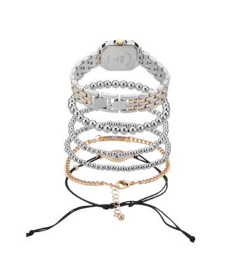 Women's Shiny Silver or Gold Metal Alloy Band Analog Watch 26mm Gift Set