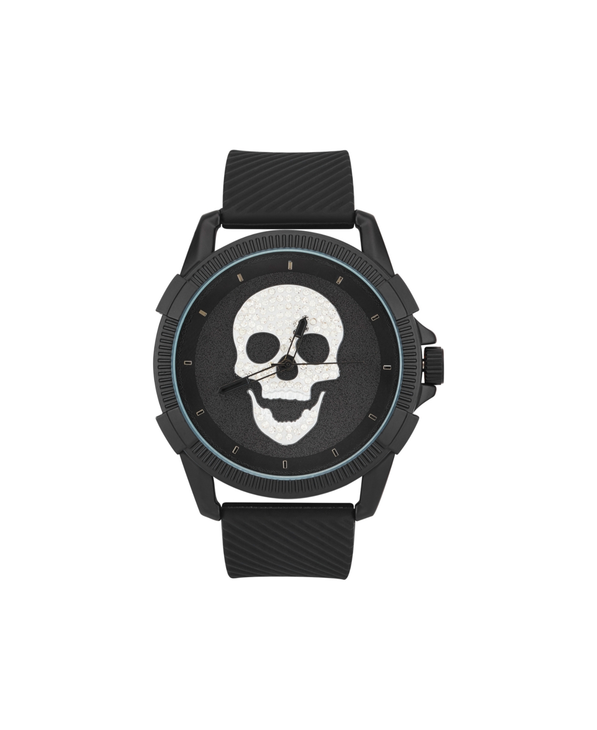 Men's Black Silicone Strap Analog Watch 48mm - Black/Silver