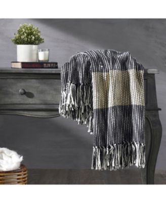 Chunky Tie Dye Throw Blanket I 50"x 70" I Black Mustard