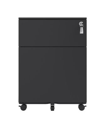 Mobile File Cabinet with Lock, Fully Assembled, Black