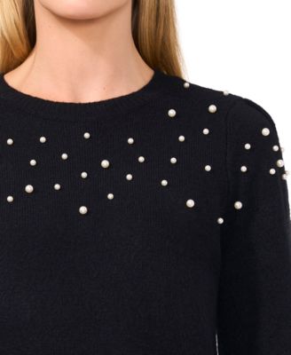 Women's Scattered-Pearl Crewneck Sweater