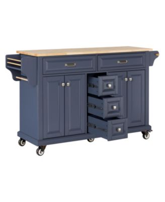 Cambridge Natural Wood Top Kitchen Island with Storage