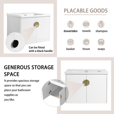 28 Inch Soft Close Doors Bathroom Vanity With Sink, For Small Bathroom