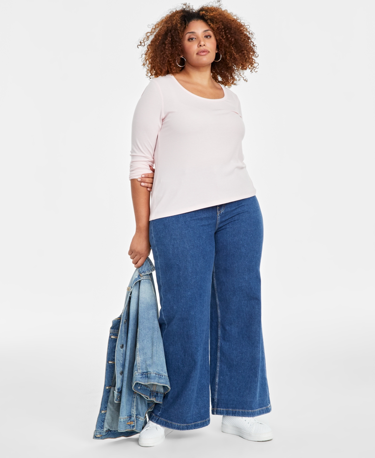 ON 34TH TRENDY PLUS SIZE SCOOP-NECK TOP, CREATED FOR MACY'S 