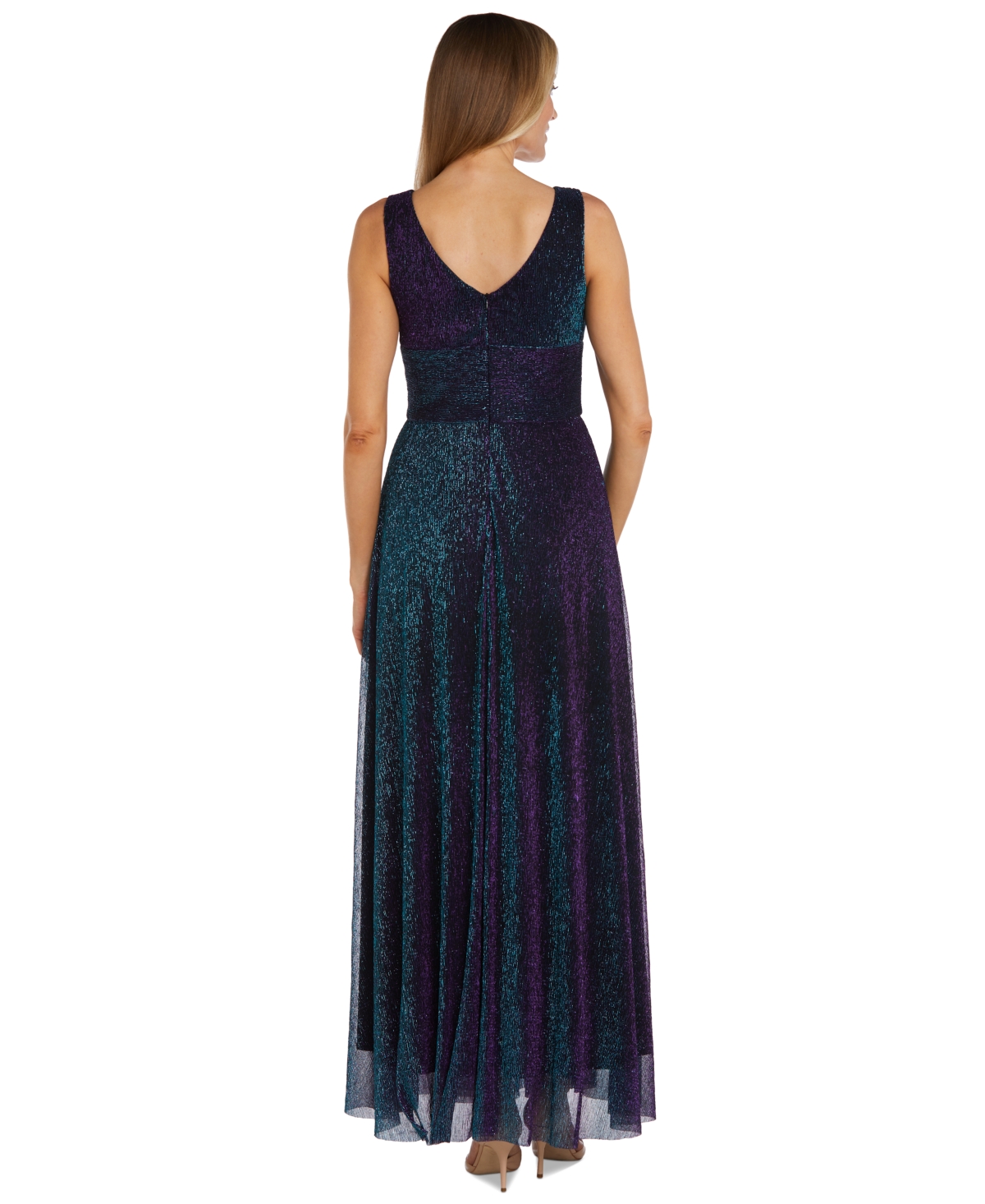 R & M Richards Women's V-Neck Sleeveless Fit & Flare Gown