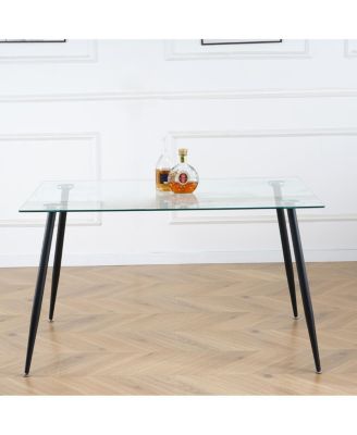 Streamdale Glass Dining Table with Metal Legs