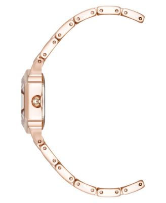 Women's Quartz Petite Hexagonal Rose Gold-Tone Alloy Metal Bracelet Watch, 21mm