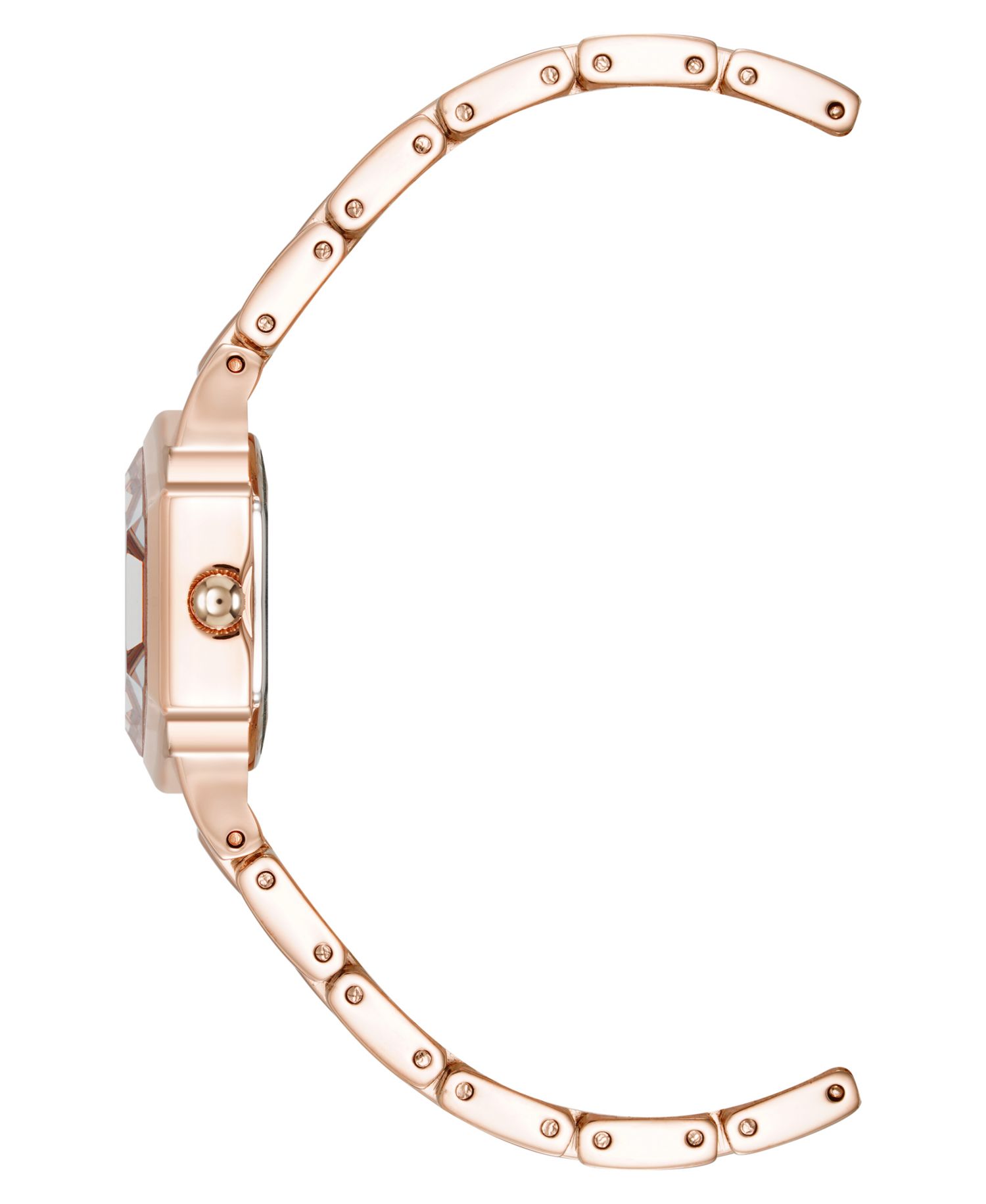 Women's Quartz Petite Hexagonal Rose Gold-Tone Alloy Metal Bracelet Watch, 21mm