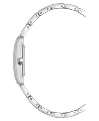 Women's Quartz Classic Rectangular Roman Numeral Silver-Tone Alloy Metal Watch, 20mm