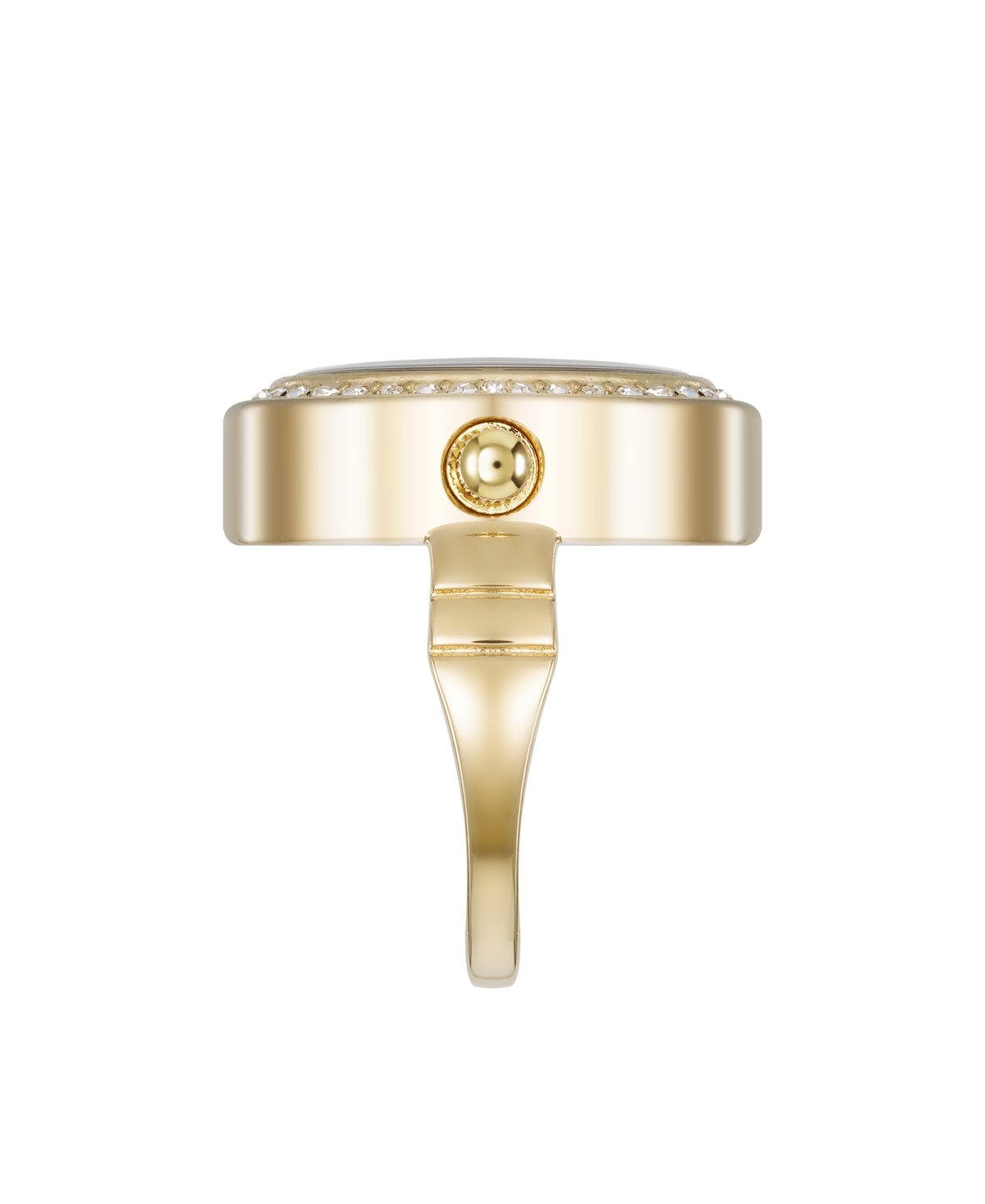 Shop Anne Klein Women's Quartz Yellow Mother Of Pearl And Gold-tone Alloy Metal Ring Watch, 17mm In Yellow,gold-tone