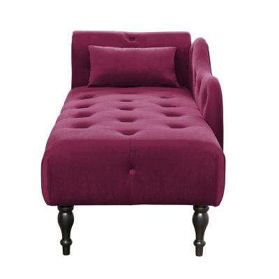Elegant Velvet Chaise Lounge with Tufted Buttons and Nailhead Trim