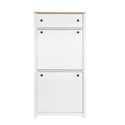 Modern Shoe Cabinet with 4 Flip Drawers