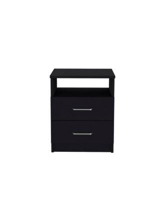 Nightstand Olivenza, Two Drawers, Black Wengue Finish