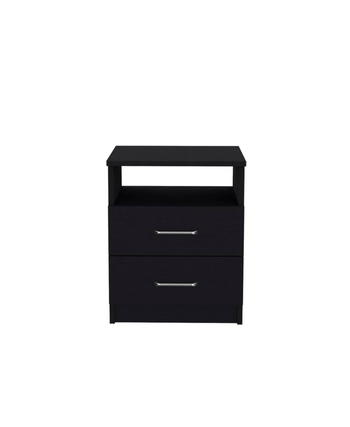 Streamdale Furniture Nightstand Olivenza, Two Drawers,Wengue Finish - Black