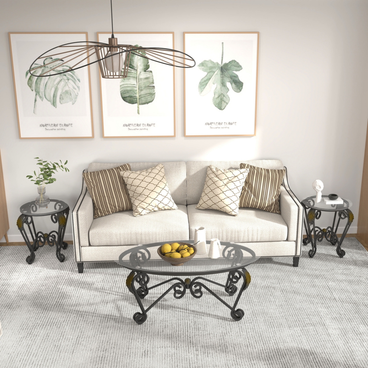 Streamdale Furniture RusticGlass Coffee Table Set with End Tables - Black