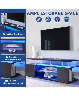 Streamdale 1-Piece MDF & Metal Entertainment Center – 70" TV Console, Cable Management, Storage Shelves, Gamer-Friendly Design