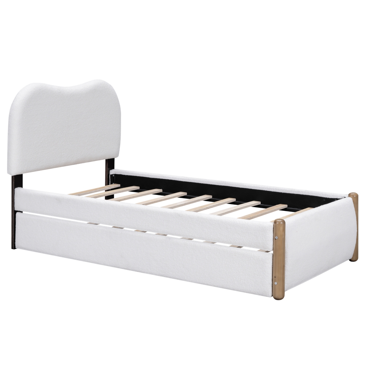 Streamdale Furniture Size Upholstered Platform Bed With Wood Supporting Feet And Size Trundle