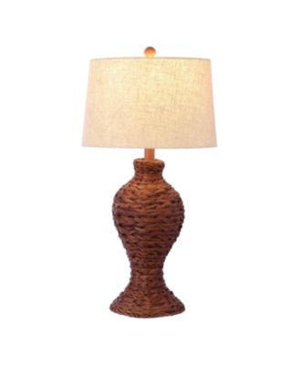 Elicia 31" Coastal Cottage Water Hyacinth Weave LED Table Lamp, Dark Brown