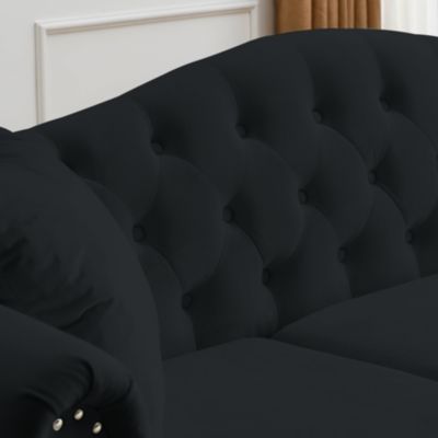 57" Velvet Chesterfield Sofa with Rolled Arms