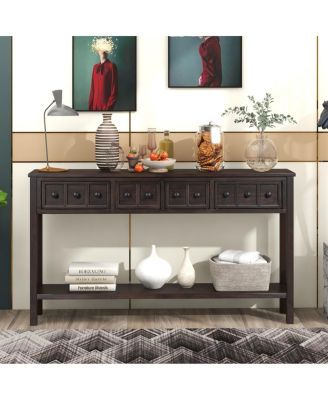 Set of 1 Rustic 60" Entryway Sofa Table with Drawers