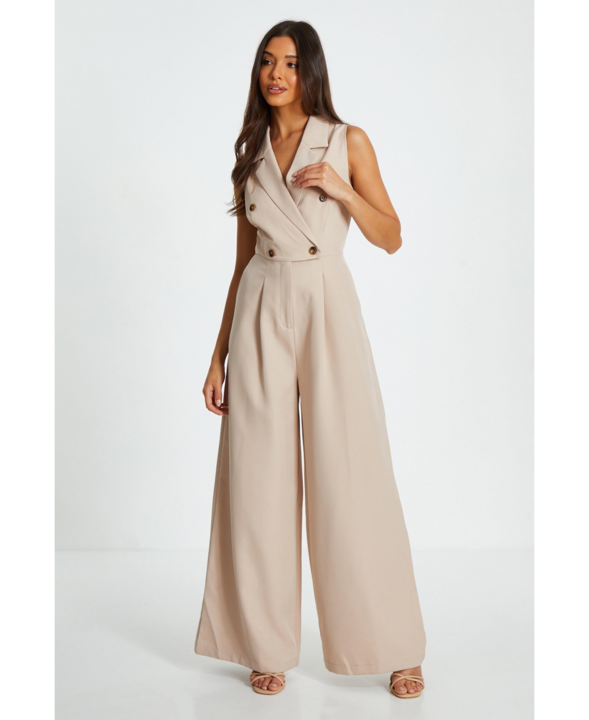 Quiz Women s Tailored Jumpsuit Stone Smart Closet