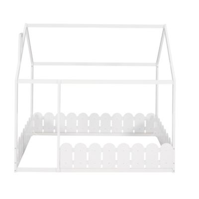 Streamdale Full Size Wood House Bed with Fence